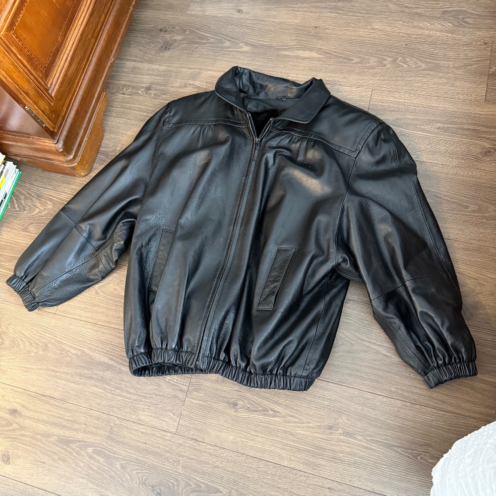Lingenfelter Brill Black Leather Mink Lined Jacket